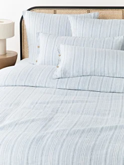 Funda de almohada de lino lavado con rayas Telma