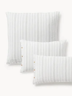 Funda de almohada de lino lavado con rayas Telma