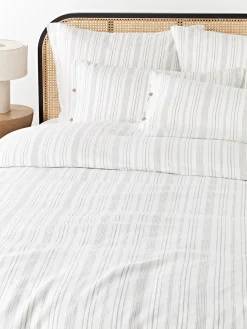 Funda de almohada de lino lavado con rayas Telma