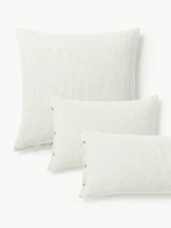 Funda de almohada de lino lavado con rayas finas Rinna