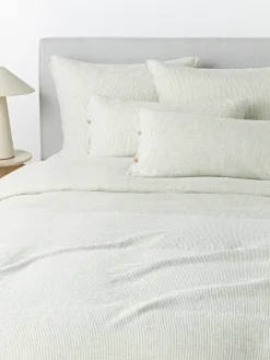 Funda de almohada de lino lavado con rayas finas Rinna