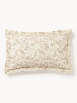 Funda de almohada de mezcla de lino y algodón con volante Pola