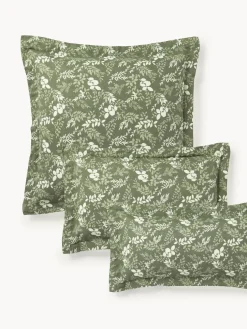 Funda de almohada de mezcla de lino y algodón con volante Pola