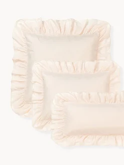 Funda de almohada de percal lavado con volantes Louane