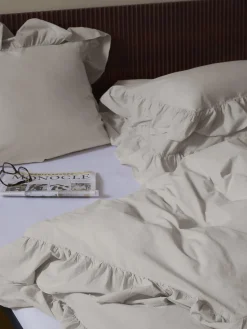 Funda de almohada de percal lavado con volantes Louane