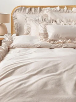 Funda de almohada de percal lavado con volantes Louane