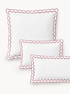 Funda de almohada de percal con dobladillo bordado Atina