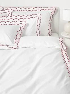 Funda de almohada de percal con dobladillo bordado Atina