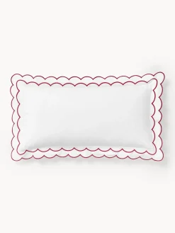 Funda de almohada de percal con dobladillo bordado Atina