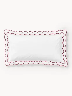 Funda de almohada de percal con dobladillo bordado Atina