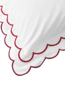 Funda de almohada de percal con dobladillo bordado Atina