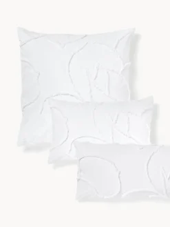 Funda de almohada de percal de algodón con decoración de penachos Madeline