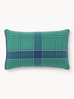 Funda de almohada de percal a cuadros con ribete Scarlet