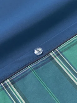 Funda de almohada de percal a cuadros con ribete Scarlet