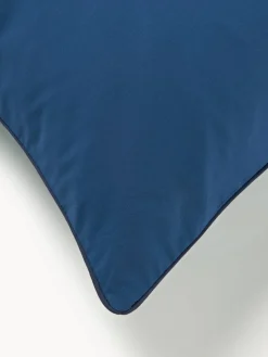 Funda de almohada de percal a cuadros con ribete Scarlet