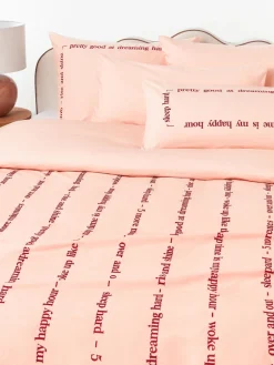 Funda de almohada de percal con inscripción bordada Roya