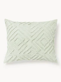 Funda de almohada de percal con ribete capitoné Phil