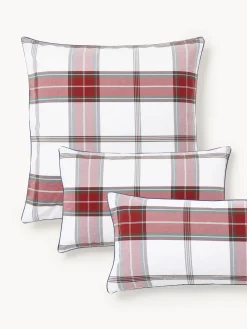 Funda de almohada de percal a cuadros con ribete Scarlet