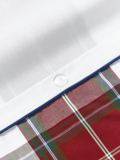 Funda de almohada de percal a cuadros con ribete Scarlet