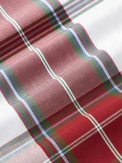 Funda de almohada de percal a cuadros con ribete Scarlet