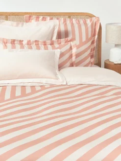 Funda de almohada de satén a rayas con dobladillo Brendan