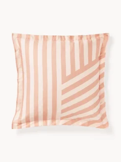 Funda de almohada de satén a rayas con dobladillo Brendan