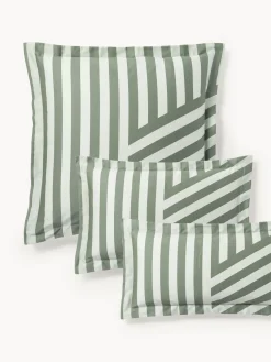 Funda de almohada de satén a rayas con dobladillo Brendan