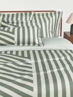 Funda de almohada de satén a rayas con dobladillo Brendan