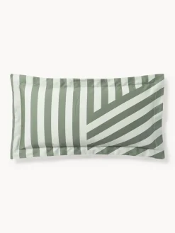 Funda de almohada de satén a rayas con dobladillo Brendan