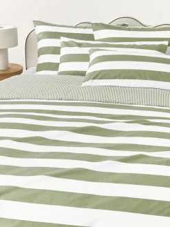 Funda de almohada doble cara de algodón a rayas Lorena