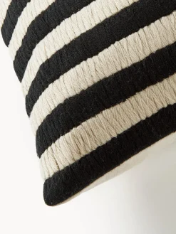 Funda de cojín artesanal con rayas bordadas Henry