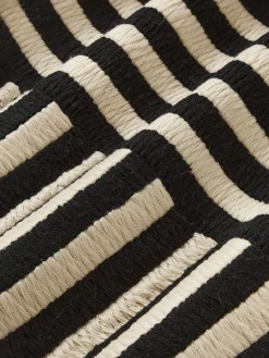 Funda de cojín artesanal con rayas bordadas Henry