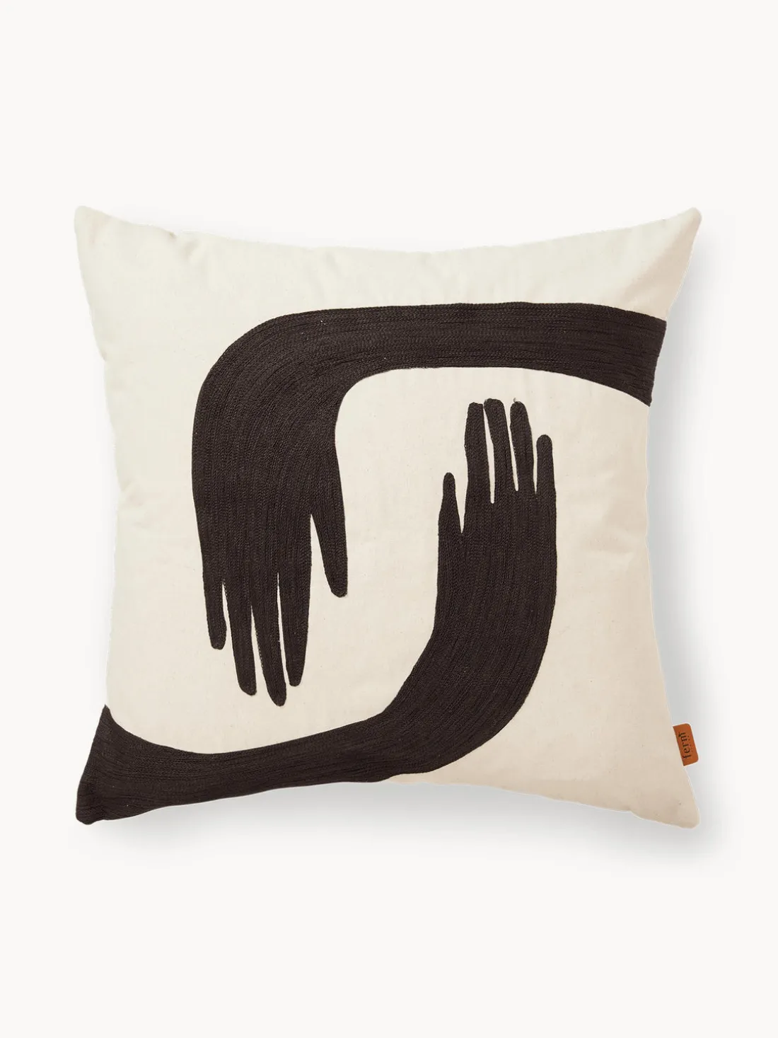 Funda de cojín bordada a mano de algodón ecológico Pose