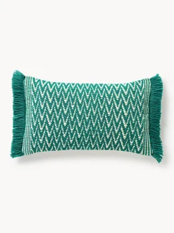 Funda de cojín de exterior con tejido estampado y flecos Suria