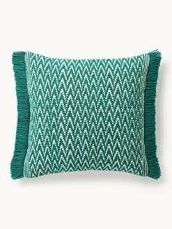 Funda de cojín de exterior con tejido estampado y flecos Suria