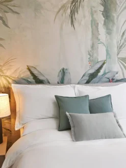 Funda de cojín de lino con flecos Luana