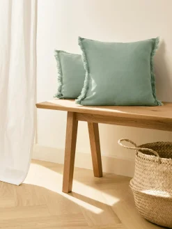 Funda de cojín de lino con flecos Luana