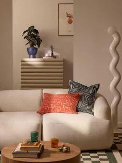 Funda de cojín de lino con estampado gráfico Lexi