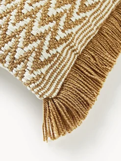 Funda de cojín para exterior con tejido artesanal y flecos Suria