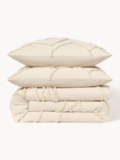 Funda nórdica de percal con decoración de penachos Madeline