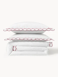 Funda nórdica de percal con dobladillo bordado Atina
