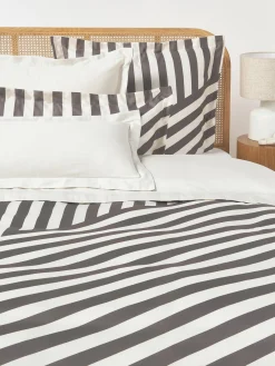 Funda nórdica de satén a rayas con dobladillo Brendan