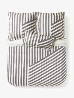Funda nórdica de satén a rayas con dobladillo Brendan