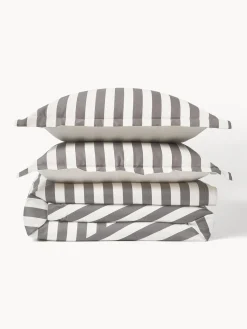 Funda nórdica de satén a rayas con dobladillo Brendan