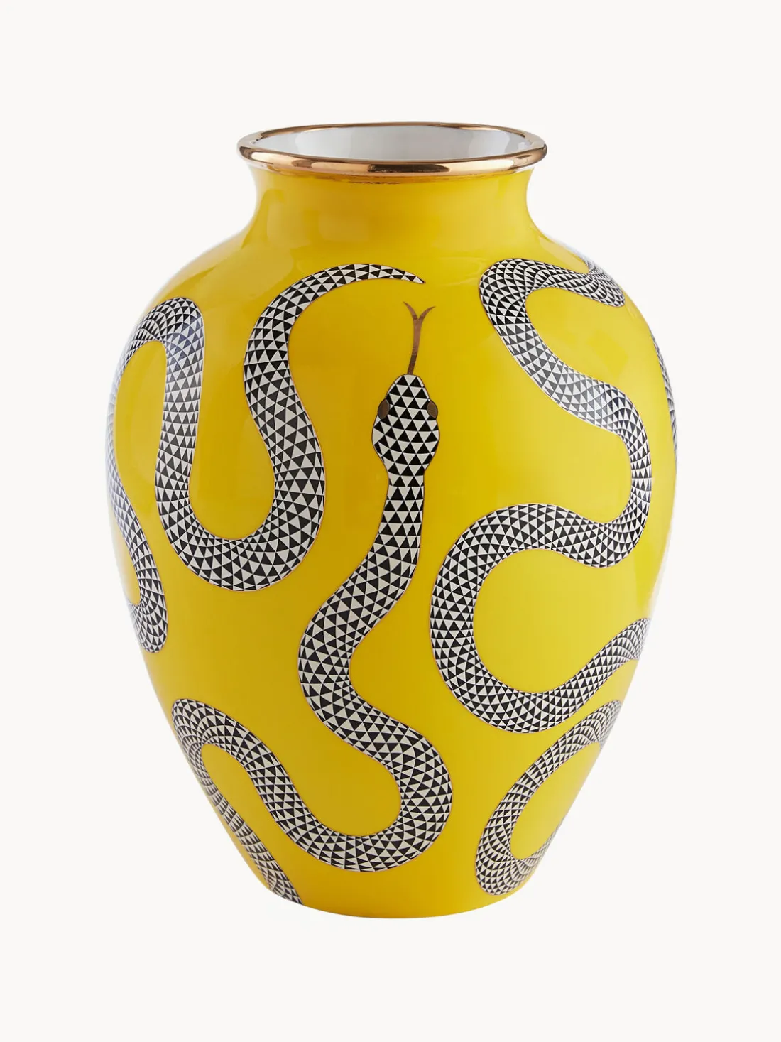 Jarrón de porcelana con detalle de oro Eden, 27 cm
