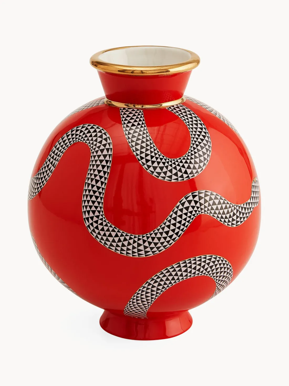 Jarrón de porcelana con detalle de oro Eden, 23 cm