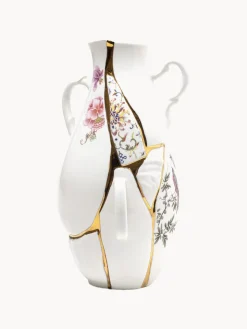 Jarrón de porcelana fina Kintsugi, 32 cm