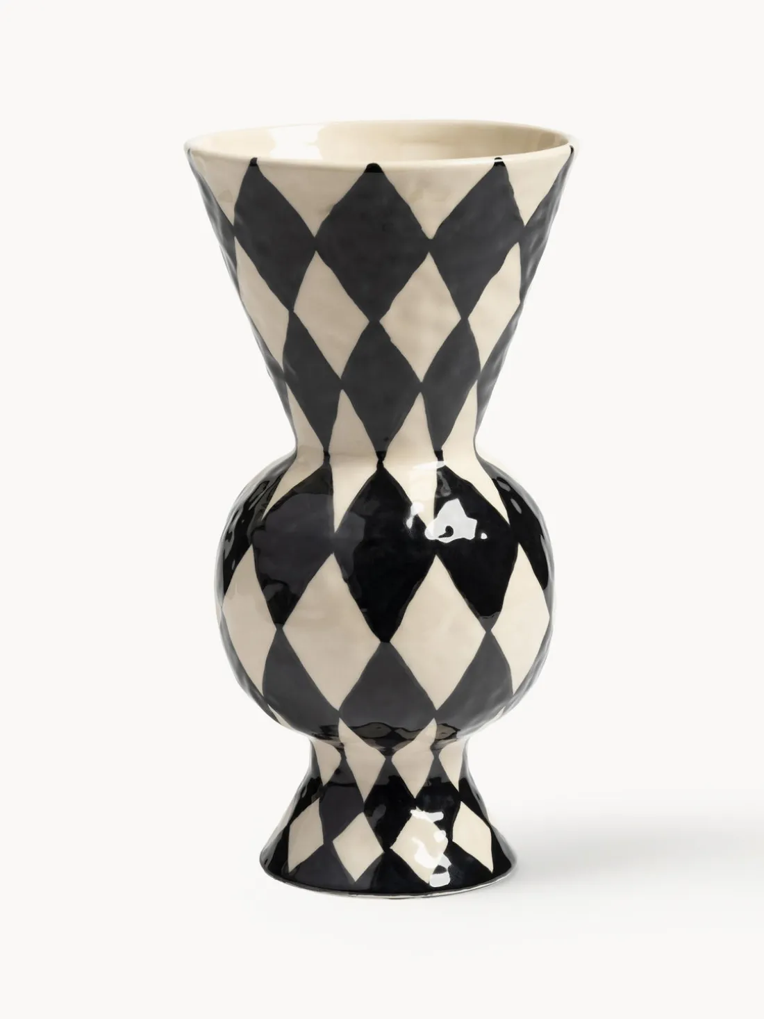 Jarrón de rombos pintado a mano, 30 cm