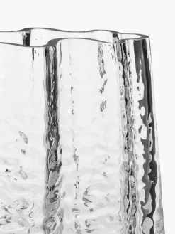 Jarrón de vidrio soplado artesanalmente con relieves Gry, 19 cm