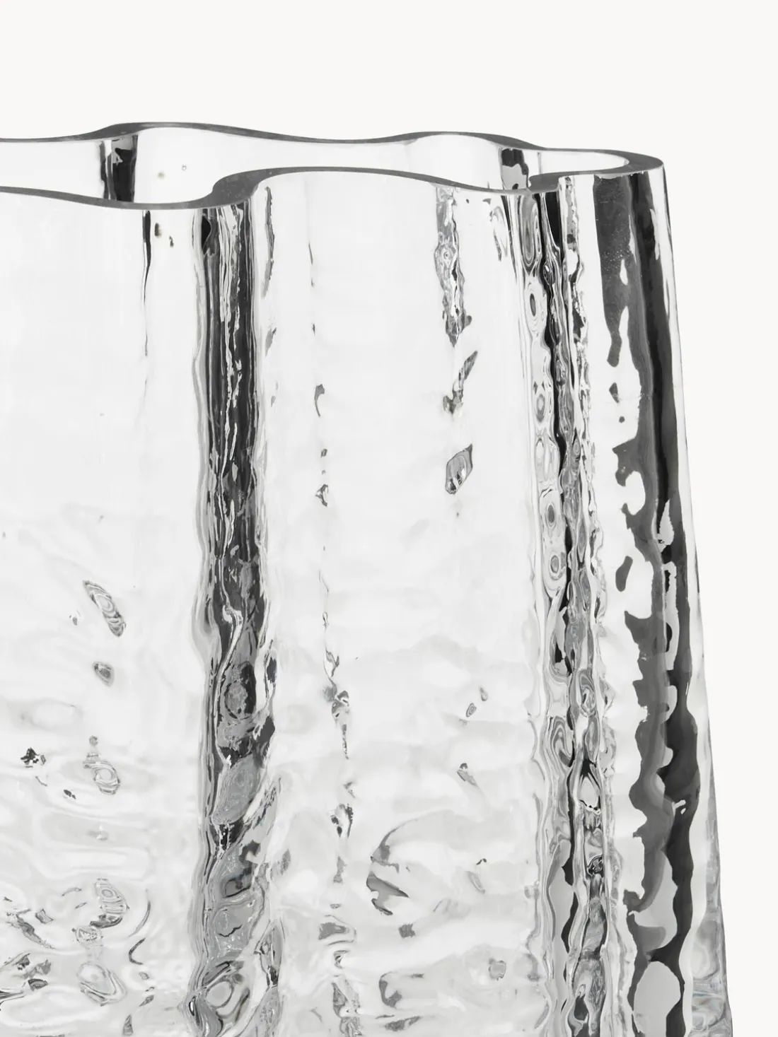 Jarrón de vidrio soplado artesanalmente con relieves Gry, 19 cm